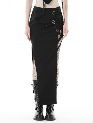 Black Sexy Gothic Punk Rock Tight Long Skirt