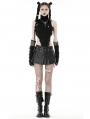 Black Gothic Punk PU Asymmetrical Pleated Mini Skirt