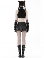 Black Gothic Punk PU Asymmetrical Pleated Mini Skirt