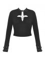 Black Gothic Punk Cutout Chain Cross Short T-Shirt for Women