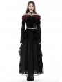 Black and Red Vintage Gothic Lace Off-the-Shoulder Velvet Short Top for Women