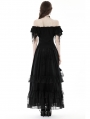 Black Gothic Lady Off-the-Shoulder Ruffle Sleeves Top for Women