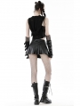Black Gothic Punk Hole Cat Ear Hooded Crop Top for Women