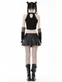 Black Gothic Punk Hole Halter Strappy Crop Top for Women