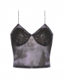 Violet and Black Dye Sexy Gothic Lace Chest Crop Top for Women