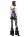 Purple and Black Gothic Sexy Tie Dye Ruffle Top for Women