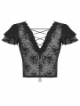 Black Sexy Gothic Lace V-Neck Short Top for Women