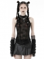 Black Gothic Punk Spider Mesh Sleeveless Top for Women