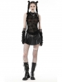 Black Gothic Punk Spider Mesh Sleeveless Top for Women