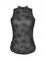 Black Gothic Punk Spider Mesh Sleeveless Top for Women