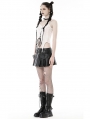 White Gothic Decadent Sleeveless Crop Top for Women