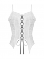 White Gothic Decadent Sleeveless Crop Top for Women