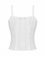 White Gothic Decadent Sleeveless Crop Top for Women