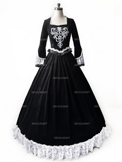 Black Velvet Civil War Queen Theatrical Victorian Ball Dress ...