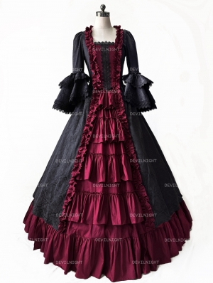 Black and Dark Red Gothic Antoinette Style Victorian Ball Gowns