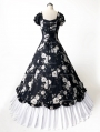Black and White Floral Classic Gothic Victorian Dress
