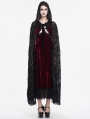 Black Gothic Gorgeous Embroidery Hooded Long Cape for Women