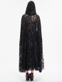 Black Gothic Gorgeous Embroidery Hooded Long Cape for Women