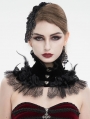 Black Gothic Floral Feather Lace Trim Collar for Women