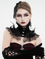 Black Gothic Floral Feather Lace Trim Collar for Women