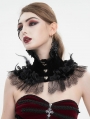 Black Gothic Floral Feather Lace Trim Collar for Women