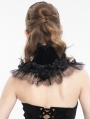 Black Gothic Floral Feather Lace Trim Collar for Women