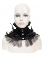 Black Gothic Floral Feather Lace Trim Collar for Women