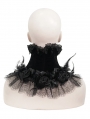 Black Gothic Floral Feather Lace Trim Collar for Women