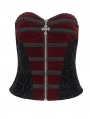 Black and Red Gothic Victorian Velvet Corset Top for Women