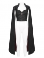 Black Gothic Cross Embellished Long Cape Sleeve Short Jacket for Women