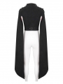 Black Gothic Cross Embellished Long Cape Sleeve Short Jacket for Women