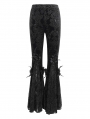 Black Vintage Gothic Velvet Lace Floral Pattern Flared Pants for Women