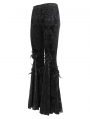 Black Vintage Gothic Velvet Lace Floral Pattern Flared Pants for Women