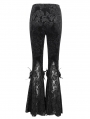 Black Vintage Gothic Velvet Lace Floral Pattern Flared Pants for Women