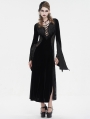 Black Sexy Gothic Velvet Lace Spliced Long Sleeve Party Dress