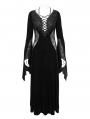 Black Sexy Gothic Velvet Lace Spliced Long Sleeve Party Dress