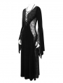 Black Sexy Gothic Velvet Lace Spliced Long Sleeve Party Dress