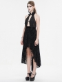 Black Gothic Sexy Open Back Sleeveless High-Low Party Dress