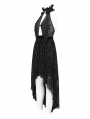 Black Gothic Sexy Open Back Sleeveless High-Low Party Dress