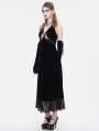 Black Gothic Gorgeous Velvet Sexy Cutout Halter Long Party Dress