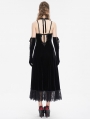 Black Gothic Gorgeous Velvet Sexy Cutout Halter Long Party Dress