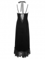 Black Gothic Gorgeous Velvet Sexy Cutout Halter Long Party Dress