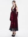 Wine Red Gothic Gorgeous Velvet Sexy Cutout Halter Long Party Dress