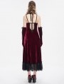 Wine Red Gothic Gorgeous Velvet Sexy Cutout Halter Long Party Dress