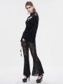 Black Vintage Gothic Velvet Hollow Out Long Sleeve Top for Women