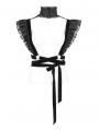 Black Gothic Velvet Ruffle Cross Belt Body Harness for Women