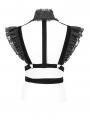 Black Gothic Velvet Ruffle Cross Belt Body Harness for Women