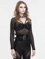 Black Gothic Buckle Ruffled Lace Girdle for Women