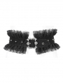 Black Gothic Buckle Ruffled Lace Girdle for Women