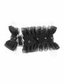 Black Gothic Buckle Ruffled Lace Girdle for Women